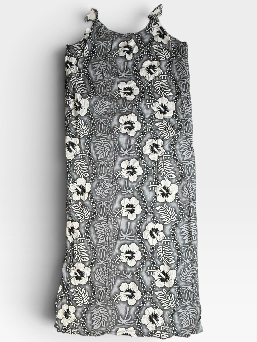 Blue Sky Charcoal Gray & White Floral Maxi Dress